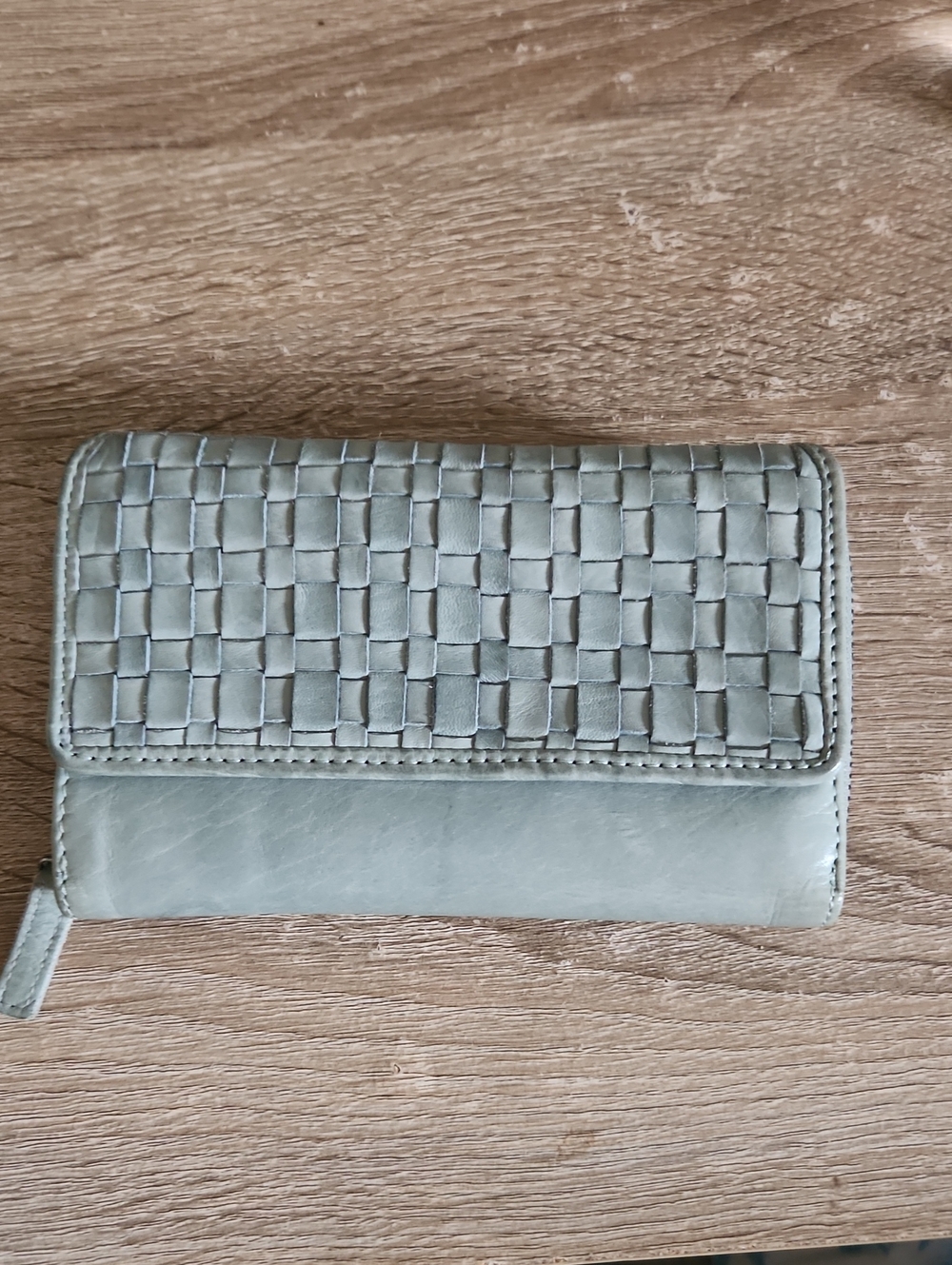 Ladies All LEATHER Light SAGE Green Wallet.